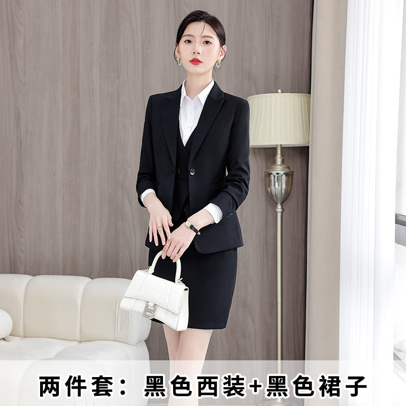 Gray Suit Women's Professional Suit Spring and Autumn Hotel Workwear Elegant Interview Formal Wear Plus Size Workwear
