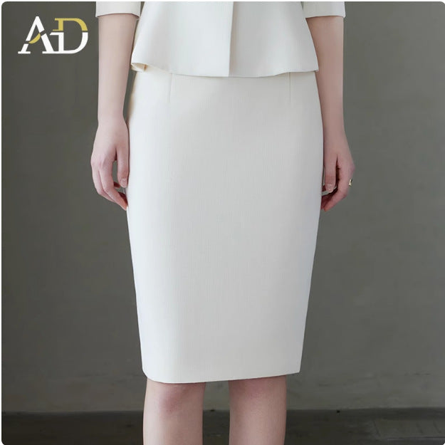 Ad Spring/Summer 2026 New Women's Suit Set, Elegant White Three-Quarter Sleeve Business Attire, Chanel-Style Two-Piece Set