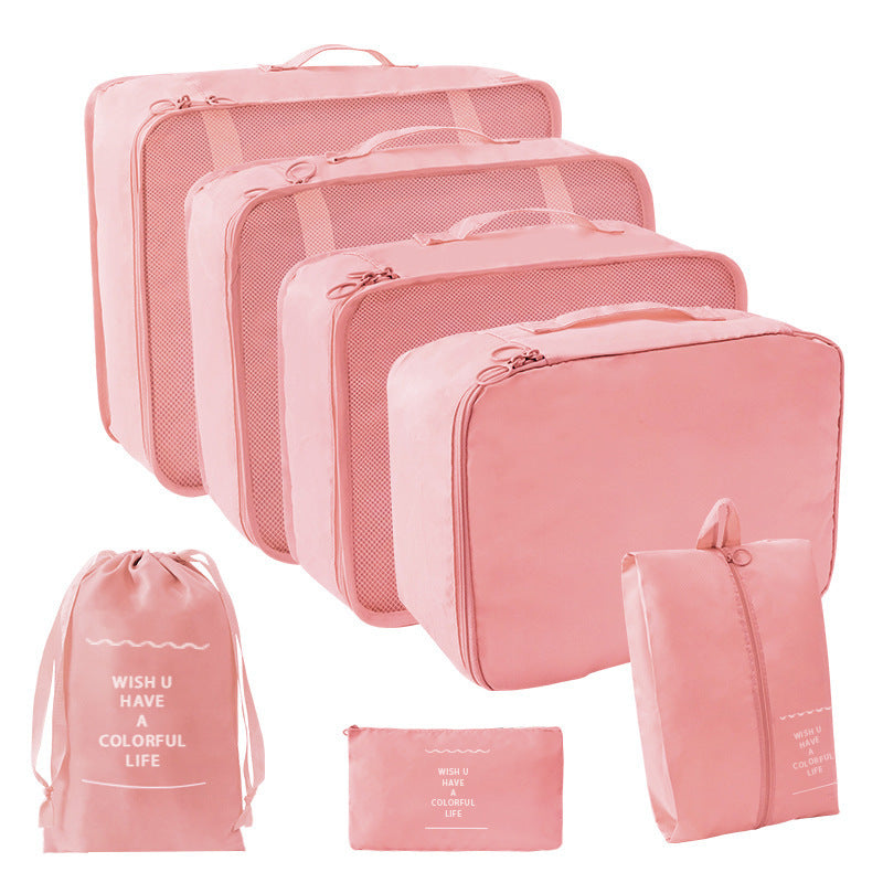 Cross-Border Travel 7-Piece Storage Bag, Clothing Storage Bag, Portable Large-Capacity Suitcase Classification Twill Cloth