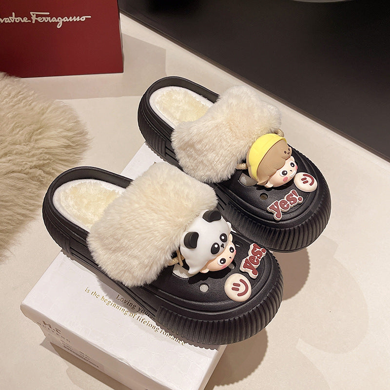 2025 New Cotton Slippers Removable Women's Winter Home Warm Fleece-Lined Home Plush Cotton Slippers Cute Slippers