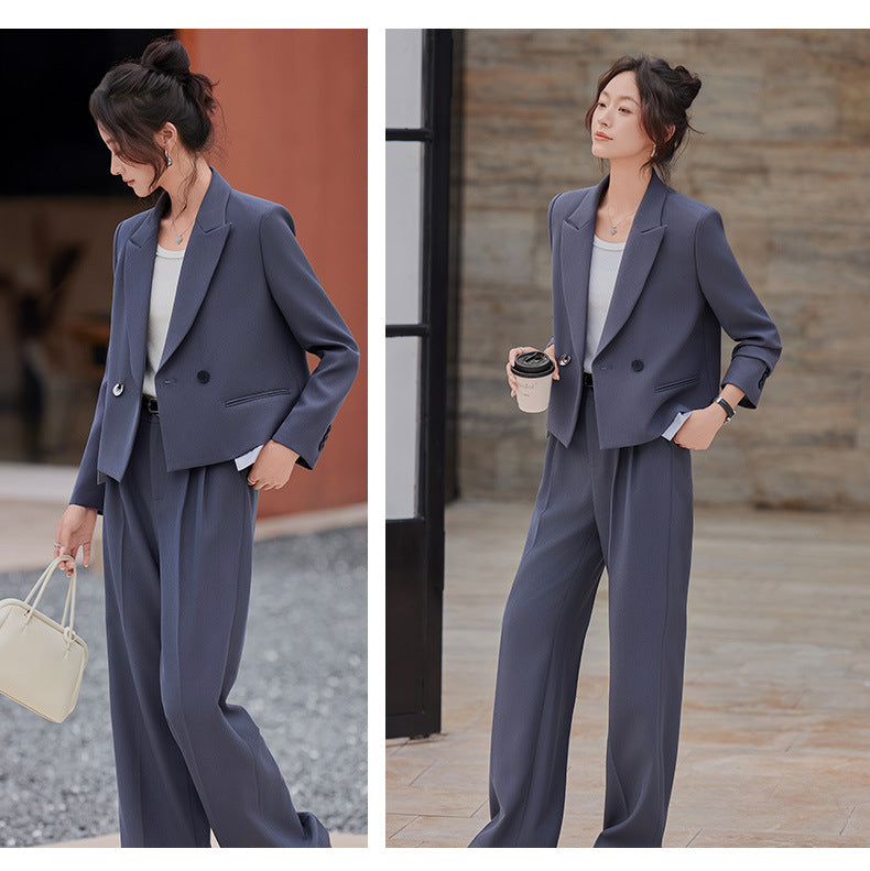 Cross-Border Gray Short Blazer for Women, New Spring and Autumn Style, Petite Professional Casual Workwear Suit