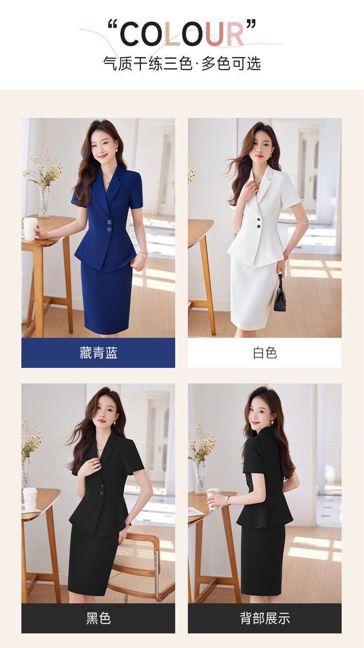Short-Sleeved Suit Women's Summer 2025 New Classy Formal Hotel Jewelry Front Desk Professional Elegant Work Clothes