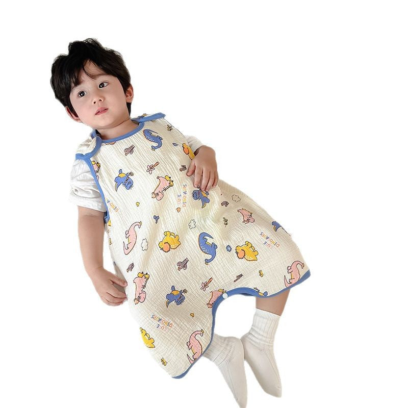 Baby Vest Sleeping Bag Summer Thin Gauze Pure Cotton Baby Kick-proof Sleeveless Children's Pajamas Air-conditioned Room Anti-cold