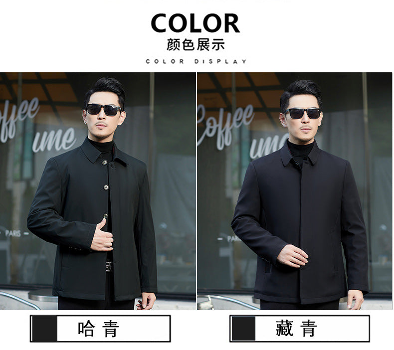 2024 Winter Coat Thickened Cotton-padded Jacket Men's High-grade Mulberry Silk Cotton-padded Jacket for Middle-aged and Elderly Dads Business Casual Jacket