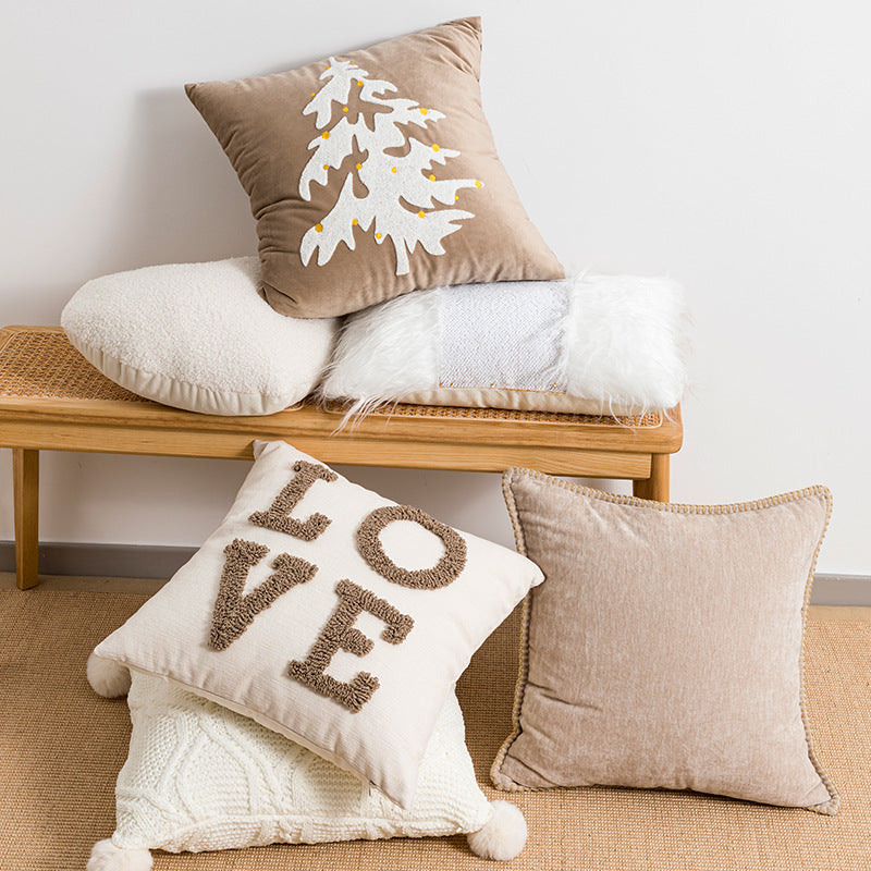 New Christmas pillow holiday decoration love pillow model room bedroom bedside tufted cushion pillowcase wholesale