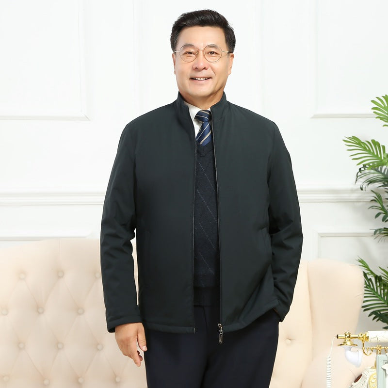 Spring and Autumn Winter Coat Middle-aged Men's Cotton-padded Clothes for the Elderly Simple Light Business Warm Cotton-padded Coat Thickened Cotton-padded Coat