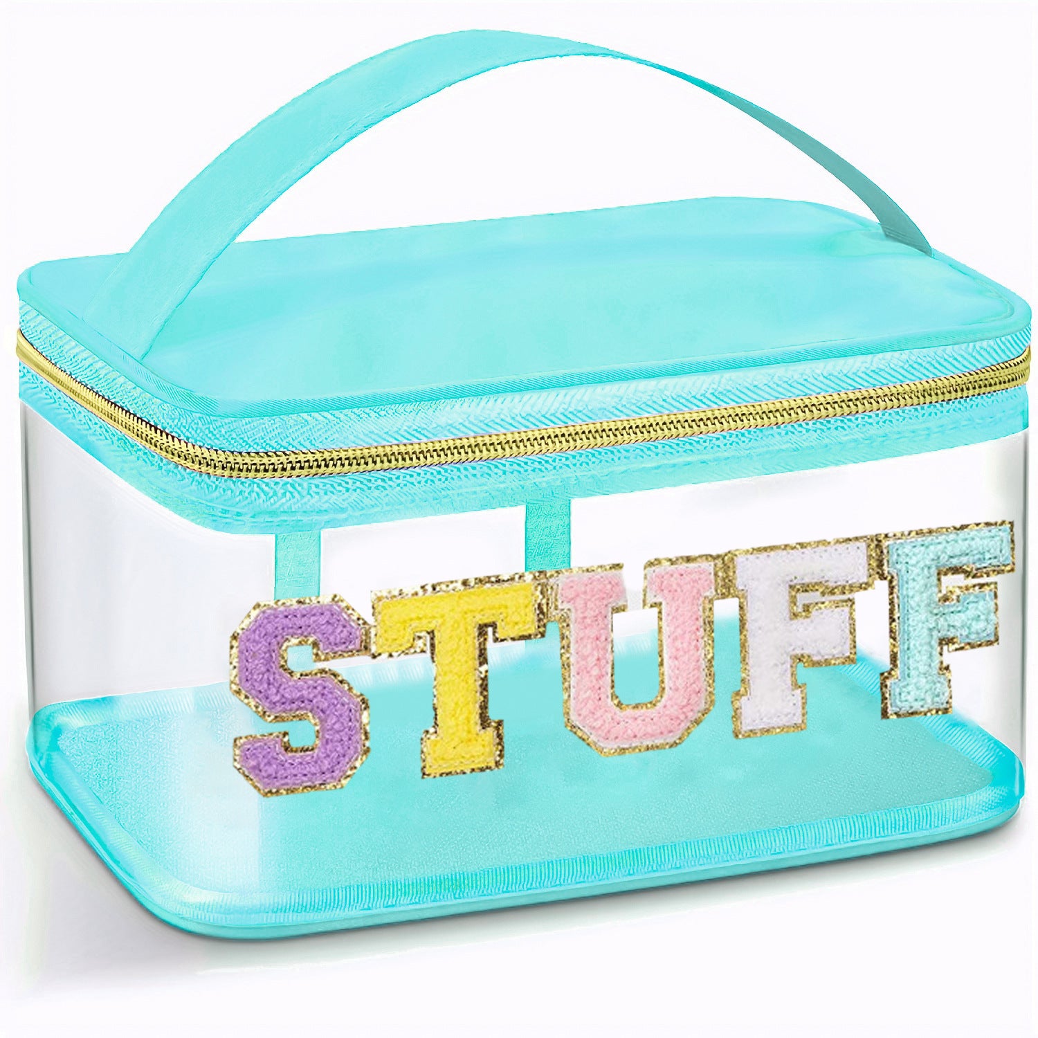 Amazon embroidery storage bag cross-border PVC transparent letters cosmetic bag travel wash bag large capacity cosmetic bag