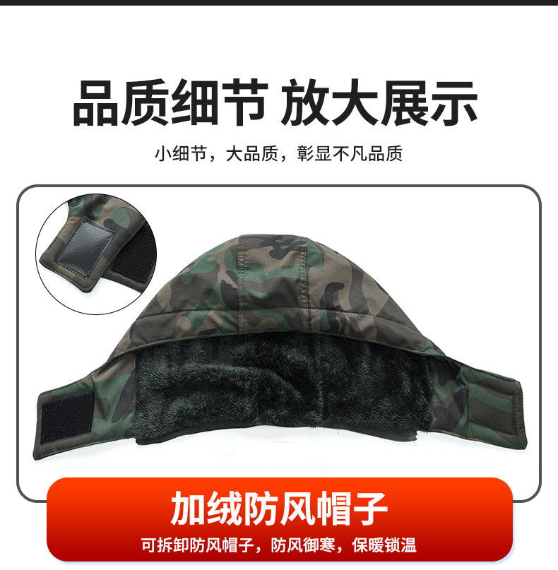 Winter Mid-Length Cotton Work Clothes for Men, Velvet Thickeneded Cotton Jackets, Cold-Proof, Windproof and Warm Camouflage Work Clothes, Military Coats