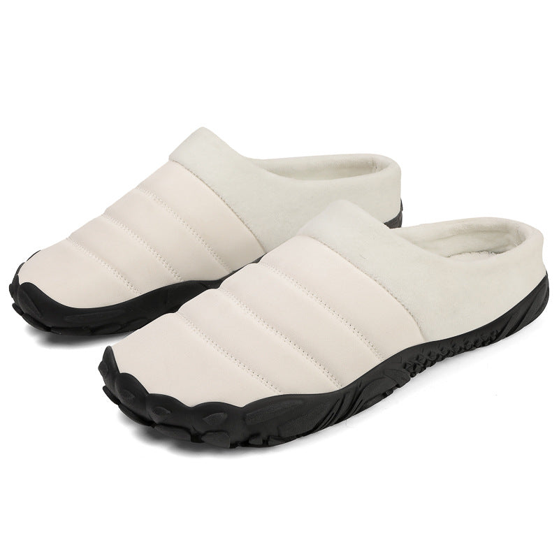 New Cross-border Winter Indoor Five-finger Flat Heel Cotton Slippers plus size fleece-lined Shoes Non-slip Thickened Home Cotton Slippers for Men and Women