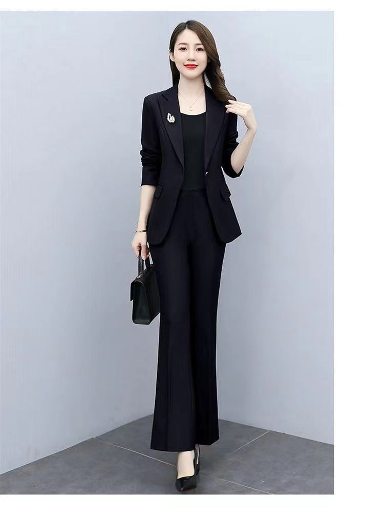 This Year's Hot Spring Style New Slim Fit Professional Fashion Bootcut Pants Women's Two-Piece Suit