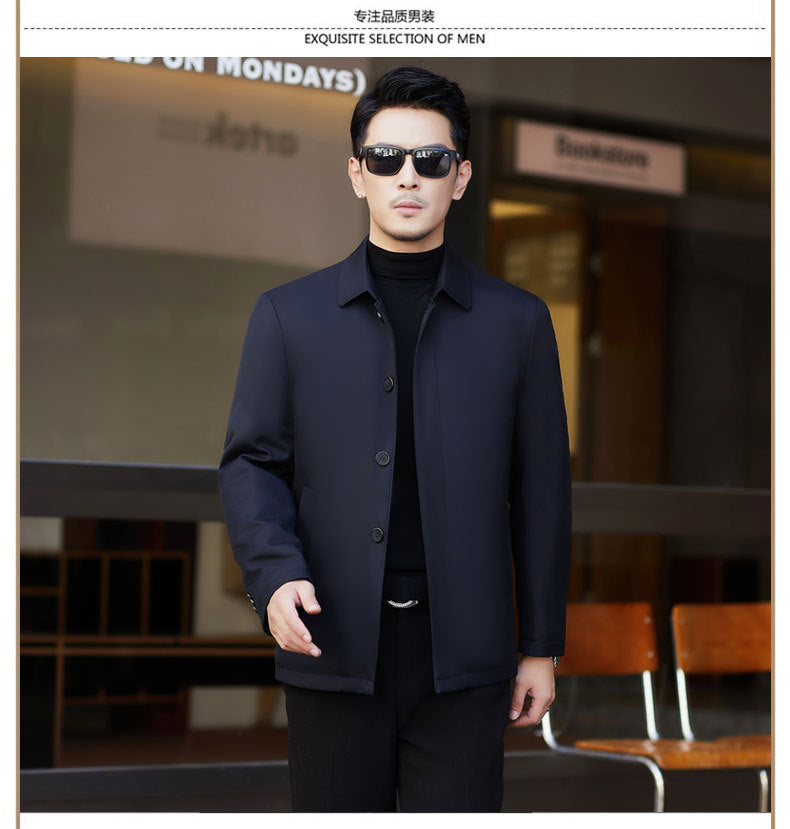 Pastoral Bird Autumn and Winter New Middle-aged Men's Jacket Short Down Cotton-padded Jacket Cotton-padded Coat Thickened Dad's Clothes