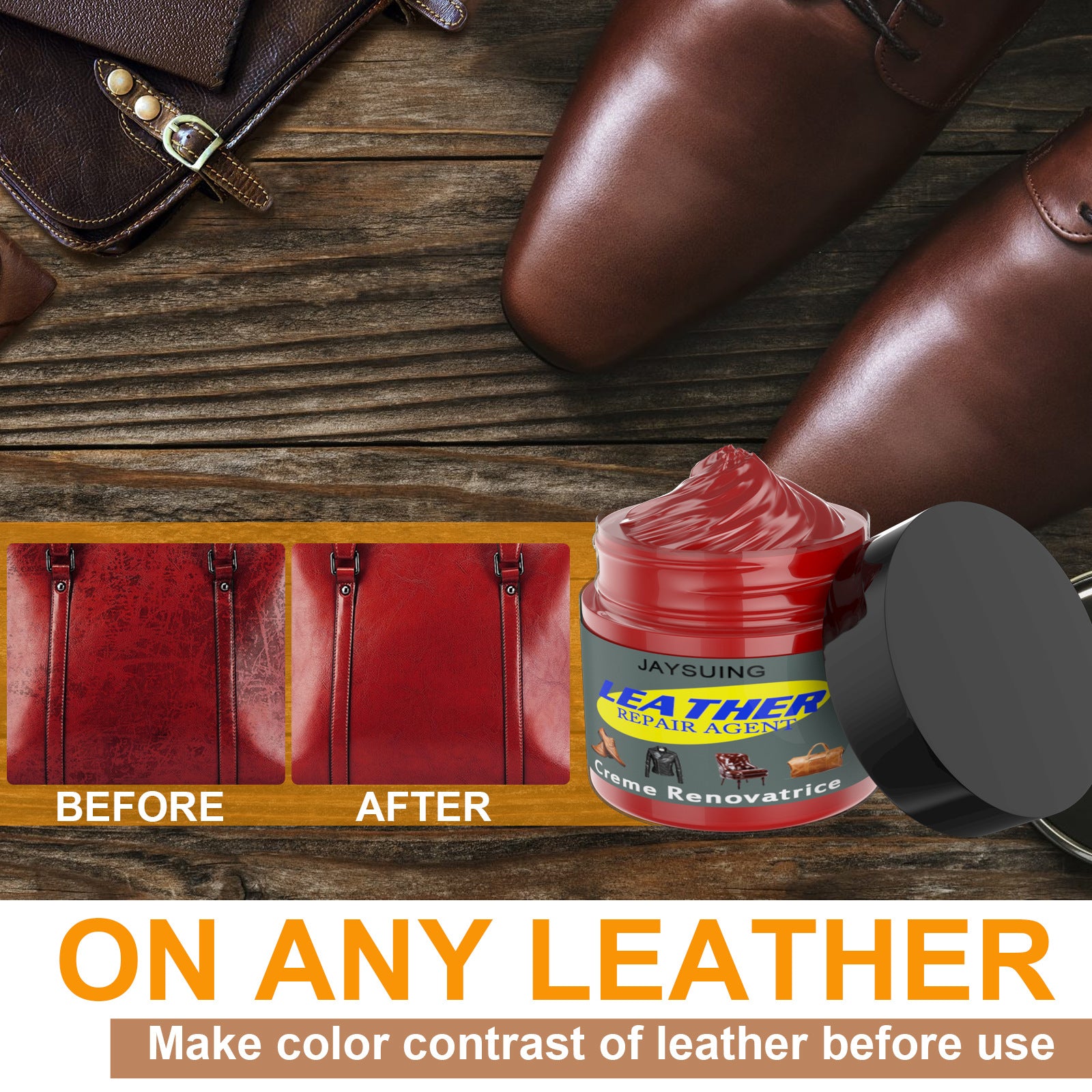 Rayhong Leather Cream for Leather Clothing Scratches and Tears, Leather Care Cream for Car Leather Seats and Sofas