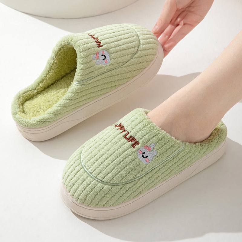 Winter Cotton Slippers Women's Thick Bottom Indoor Home Warm Comfortable fleece-lined Household Non-Slip Couple Mao Slippers for Men