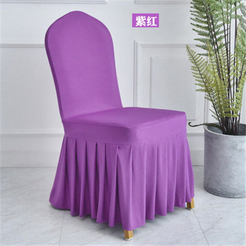 Solid Color All-Inclusive Elastic Pleated Skirt Chair Cover Hotel Wedding Banquet Household Universal Skirt Stool Cover