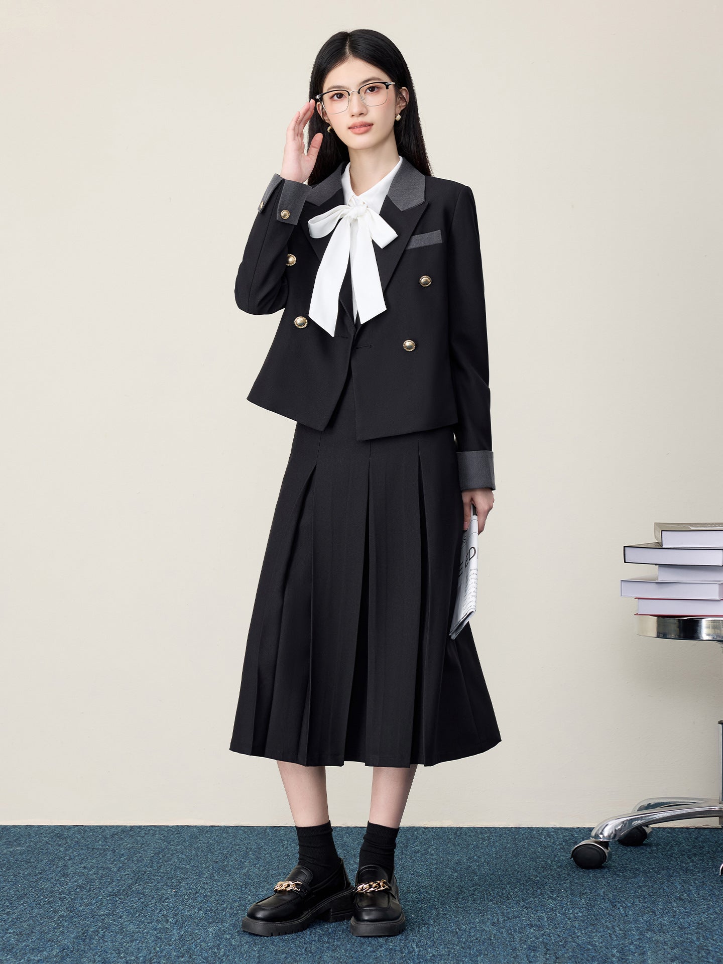 Gray Suit Jacket Female Preppy Style College Student Interview Professional Formal Wear Petite Girl Suit Suit Skirt Autumn