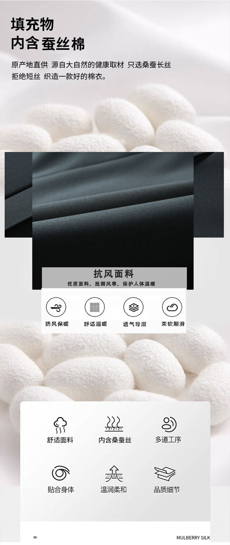 2024 Winter Coat Thickened Cotton-padded Jacket Men's High-grade Mulberry Silk Cotton-padded Jacket for Middle-aged and Elderly Dads Business Casual Jacket