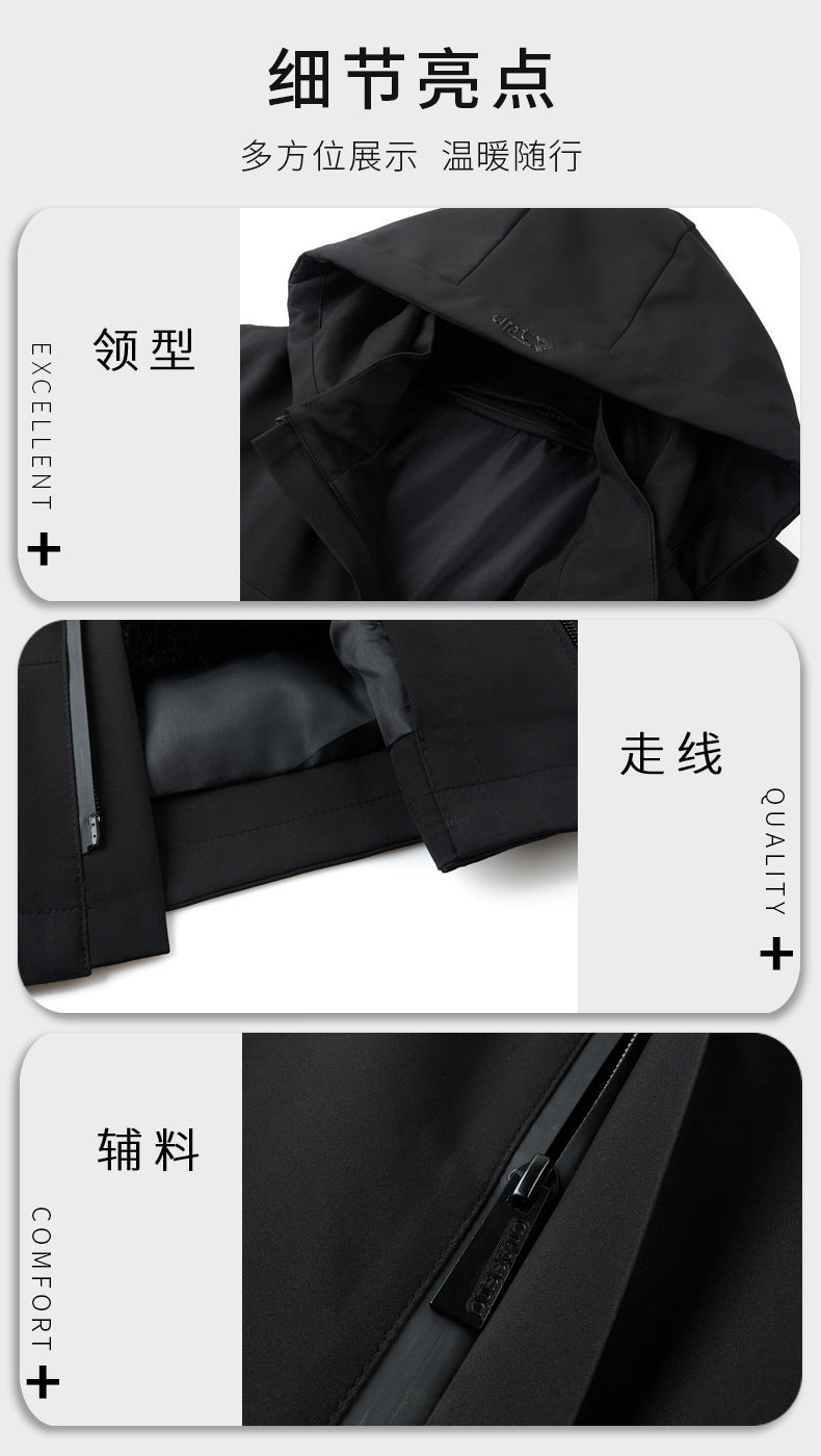 2024 Winter fleece-lined Thickened Cotton Coat Men's Middle-aged and Elderly Dad Hat with Removable Inner Liner Warm Cotton Coat