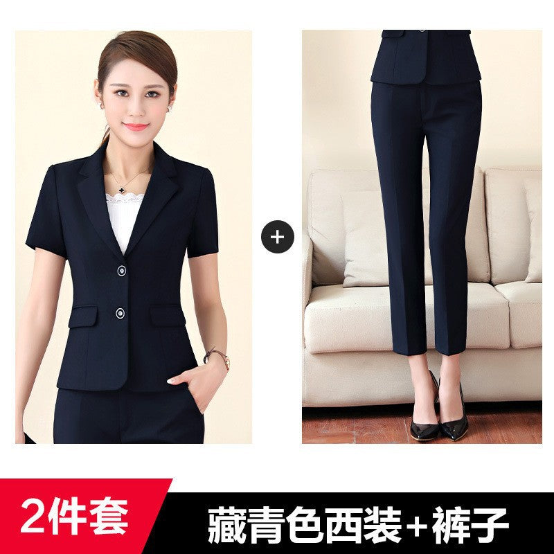 Spot New Summer Women's Professional Suit Executive Management Uniform Work Clothes Korean Style Business Suit Short-Sleeved Suit