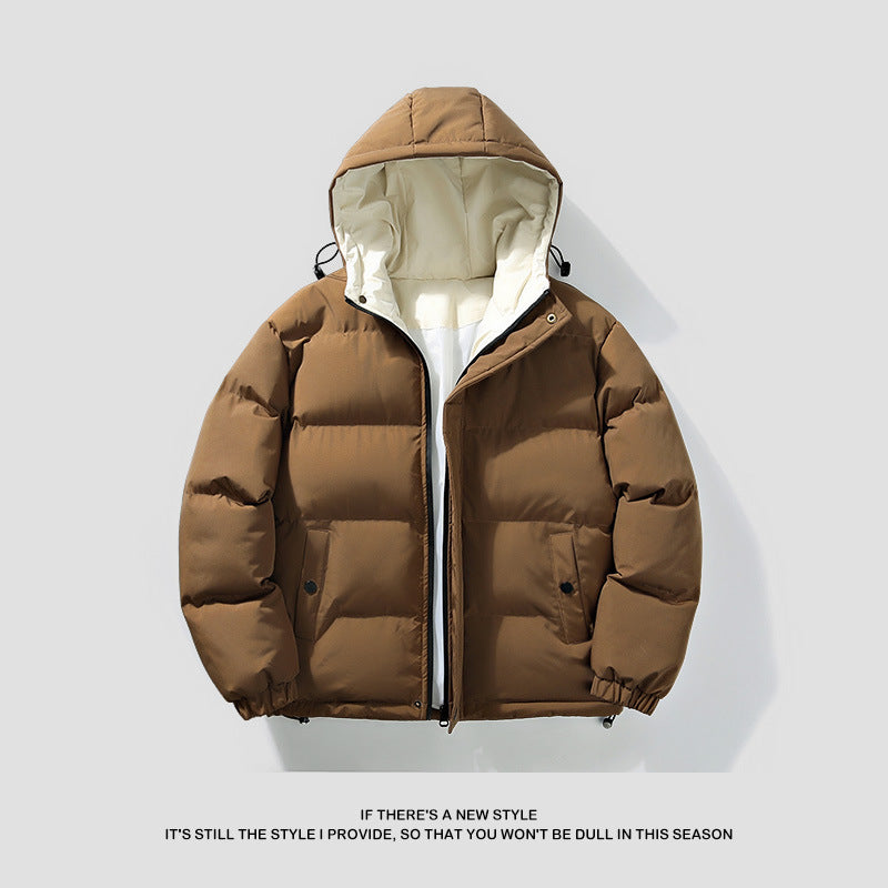 Men's Winter Casual Hooded Jacket Japanese Style Windproof Thick Warm Sports Coat