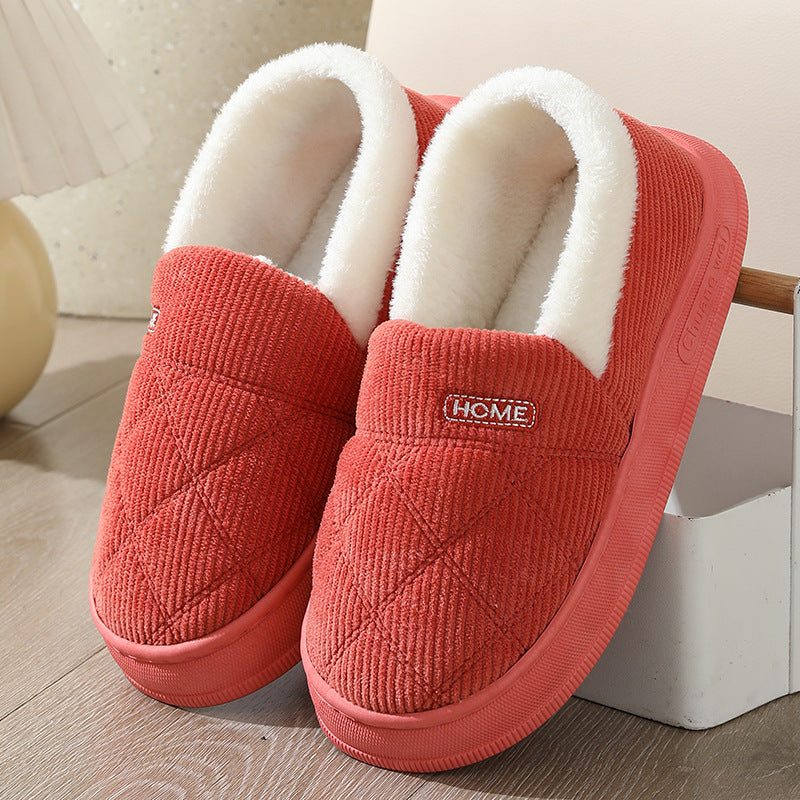 Cross-border Foreign Trade Autumn and Winter Big Hair Snow Boots Home Warm Thick-soled Couple Warm Outer Wearing Bag-heel Cotton Shoes Women