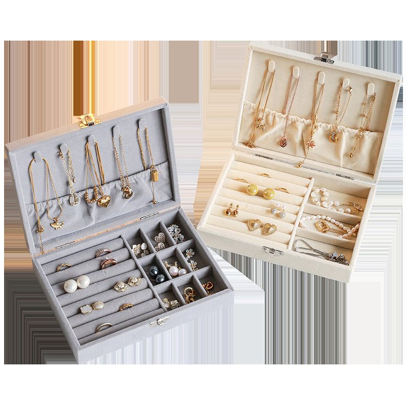 Flannel Jewelry Storage Box Dustproof High-grade Large Capacity Jewelry Box Earrings Bracelet Necklace Storage Display Jewelry Box
