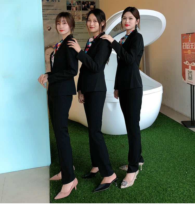 Three-piece suit overalls manager interview formal attire front desk beauty salon business attire bank mobile vest uniform