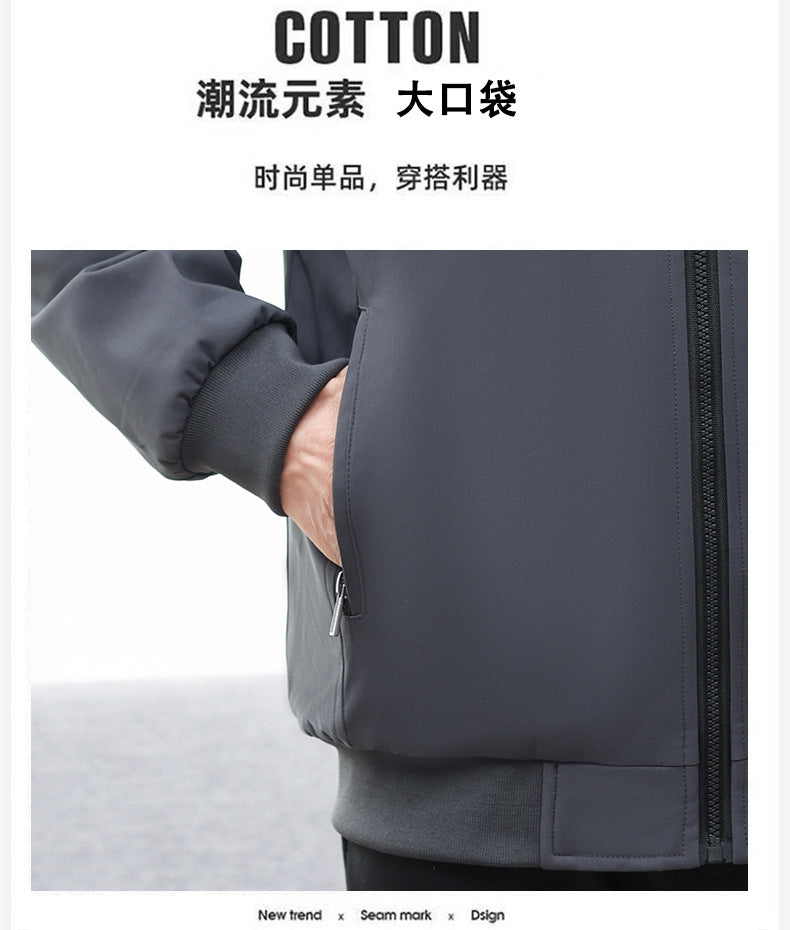 Classic Explosions plus size Middle-aged and Elderly Dad Clothes Winter fleece-lined Thickened Executive Collar Thickened fleece-lined Jacket