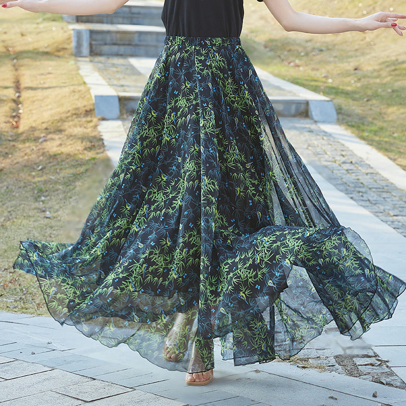 European and American Printed Skirt for Women Amazon 2025 Summer New Casual Seaside Vacation Long Skirt Skirt