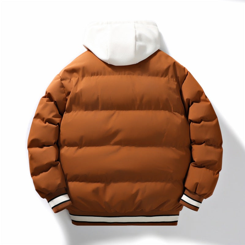 Fake Two-piece Bread Suit Men's Autumn and Winter Hooded Trendy Brand Plus Fashion Letter Printed Jacket Cotton-padded Jacket Source