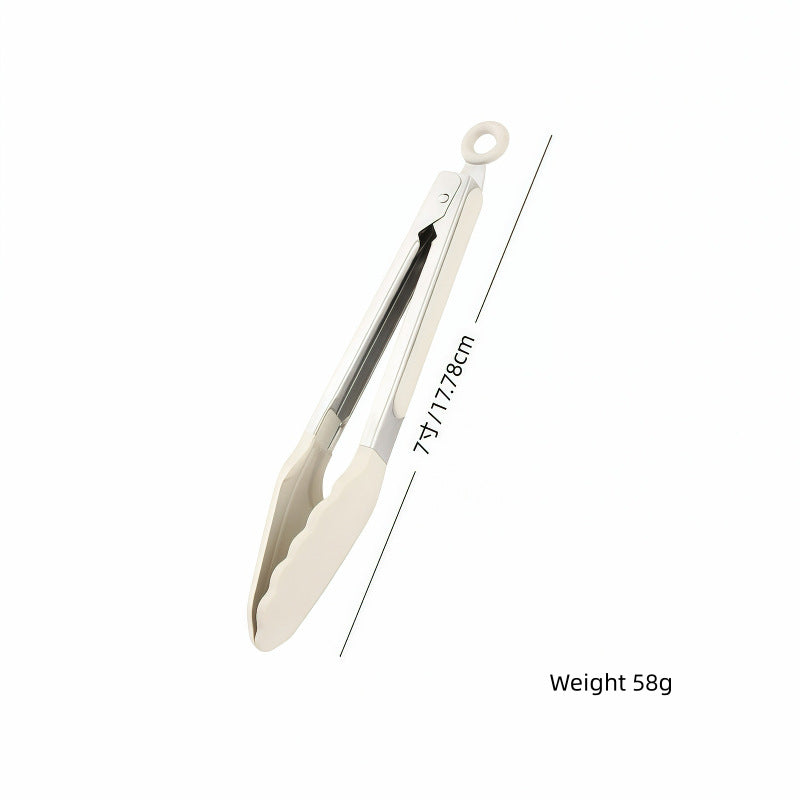 Silicone Clips for Kitchen Non-Stick Pans, Anti-Scalding and High Temperature Resistance, Household Barbecue and Steak Special Set, Stainless Steel Food Clips