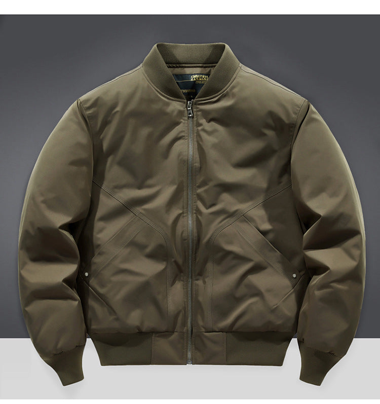 Autumn and Winter New Quilted Jacket Men's Casual Retro Versatile Baseball Uniform American Workwear Thickeneded Warm Cotton Jacket