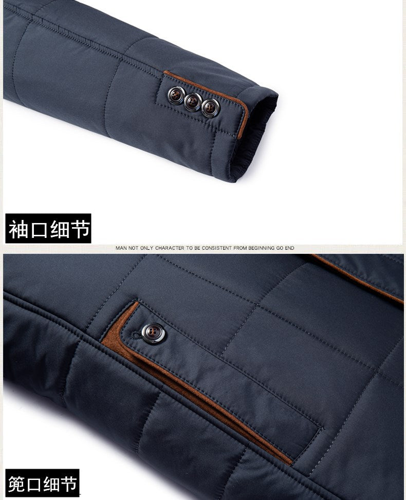 Cross-border 2024 winter father's warm casual cotton-padded jacket stand collar thickened middle-aged and elderly fashion cotton-padded casual coat