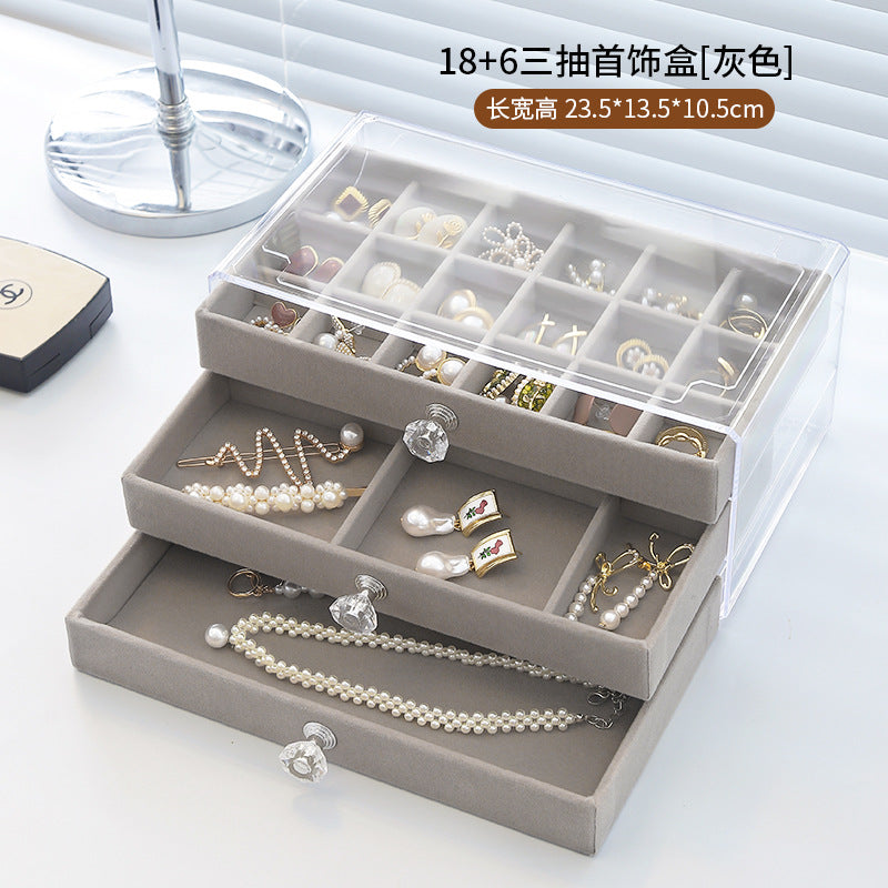 Jewelry Box Storage Box Desktop Anti-Oxidation Earrings Necklace Ring Hairpin Display Stand High-End Hand Jewelry Box