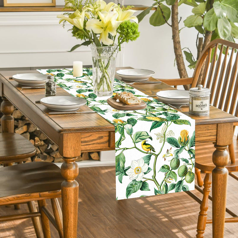 Cross-border new passion fruit table runner American Amazon linen living room coffee table dining table table mat decorative tea tablecloth