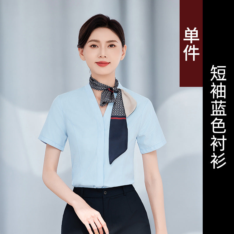 2025 New China Mobile Workwear Women's Summer Mobile Company Hall Manager Workwear Short-Sleeved Jacket Women's Skirt Shirt