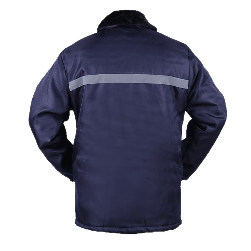 Winter Cotton-Padded Jacket for Men, Fleece-Lined and Thickened for Cold Protection, Thermal Insulation, Reflective Strips, Cotton Coat Set, Labor Protection, Cold Storage, Construction Site, Welding Cotton-Padded Jacket