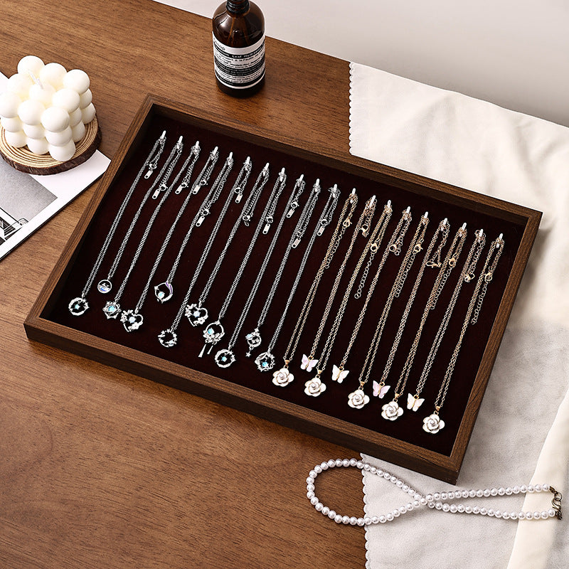 Walnut Jewelry Display Tray Ring Necklace Bracelet Tray Earrings Earrings Jewelry Display Props Night Market Stall