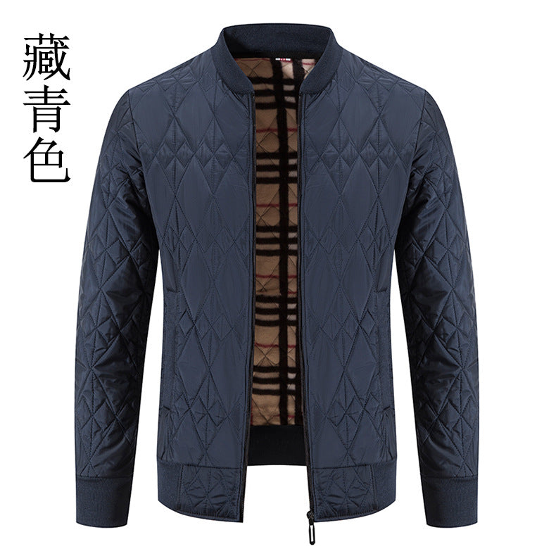 Cross-border winter fleece-lined thickened sweater plus size baseball collar zipper cotton-padded coat cardigan long sleeve warm sweater