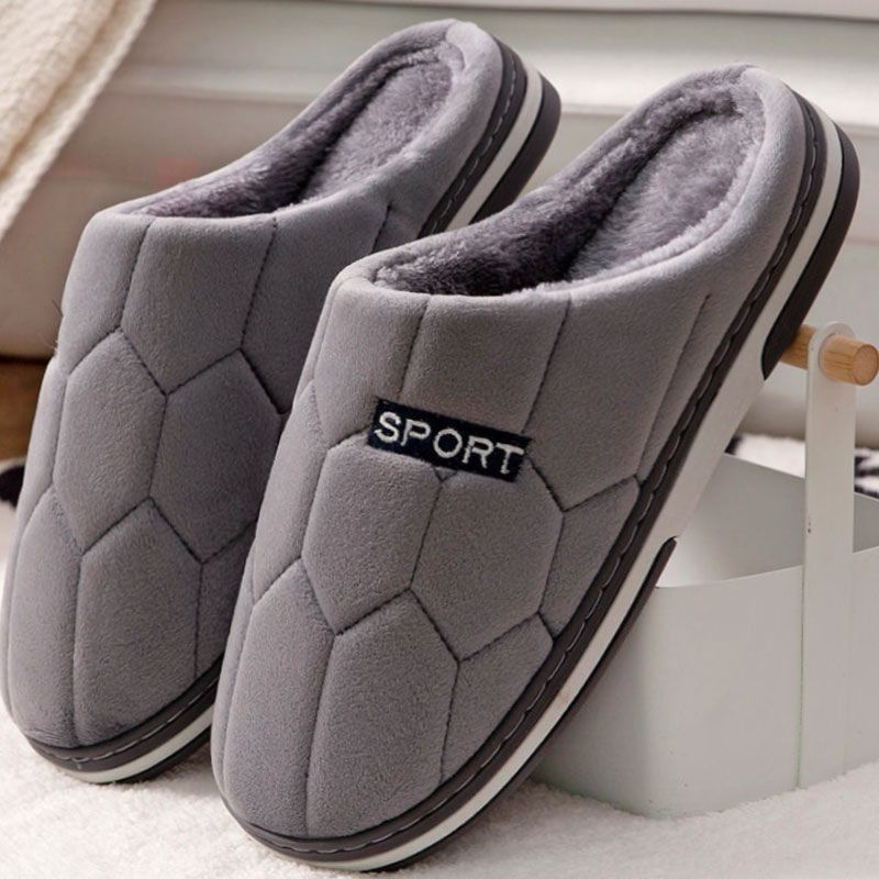 Autumn and Winter Home cotton slippers men's home indoor thermal non-slip soft bottom couple slippers men's winter extra large size