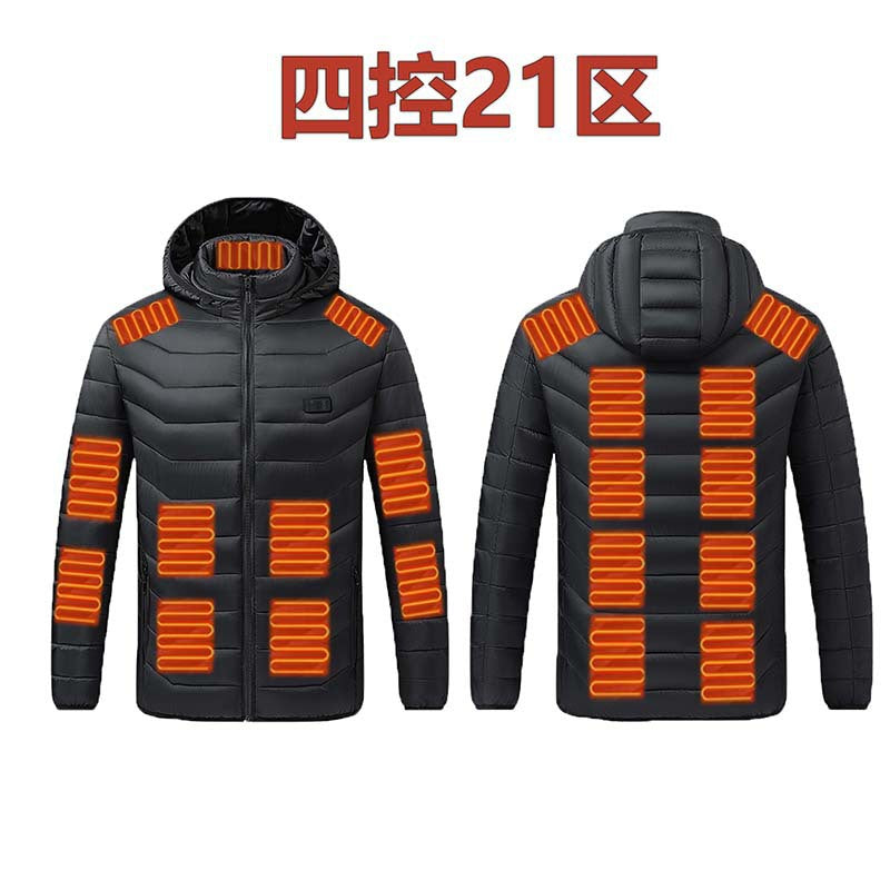Cross-Border Exclusive Supply of Winter Four-Control Twenty-One Constant Temperature Smart Heating Jacket, Youth Casual Heating Clothing, Heated Clothing for Men and Women
