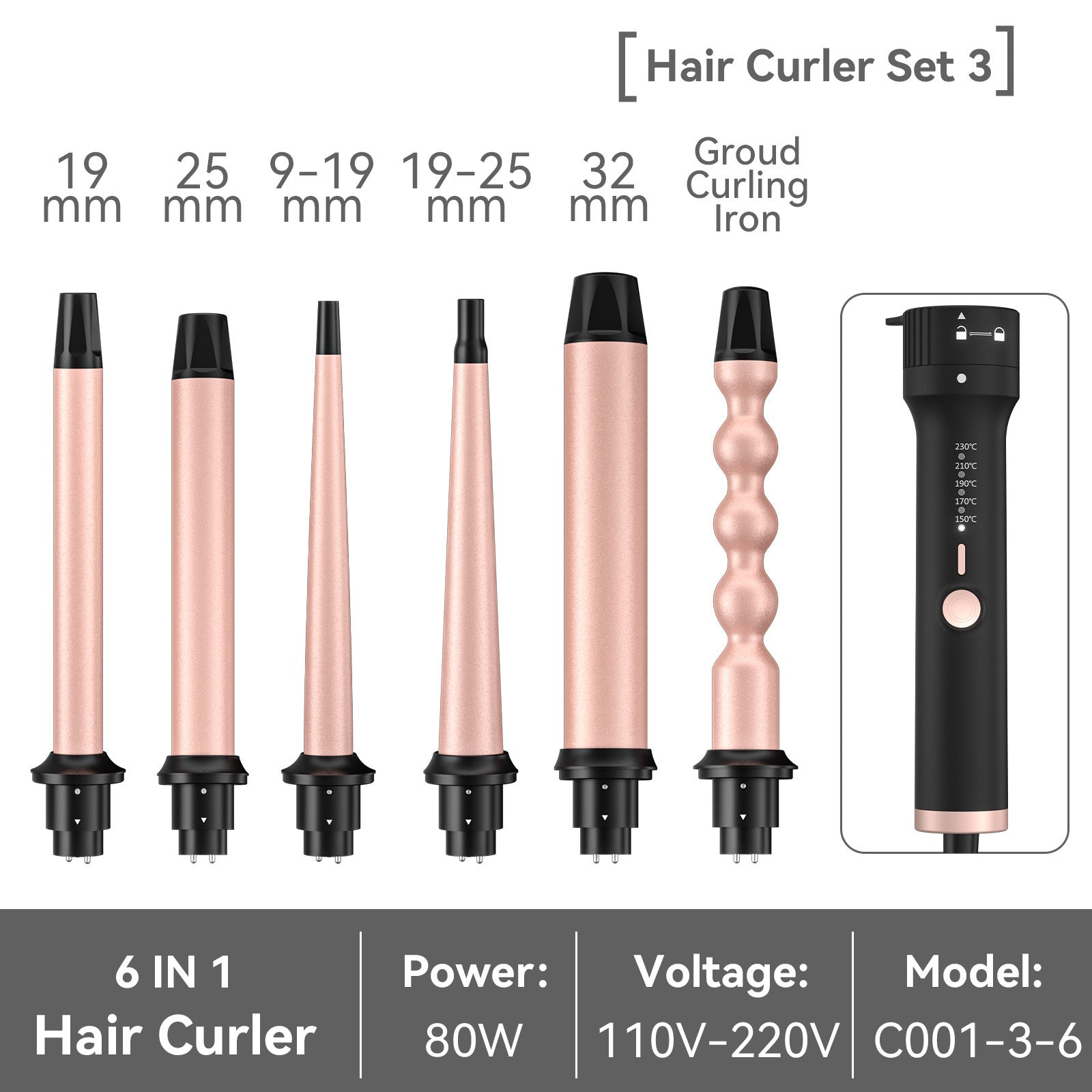 Amazon's Best-Selling All-In-One Interchangeable Curling Iron, Large Wave Curling Iron, Ceramic Multi-Functional Curling Iron Wholesale