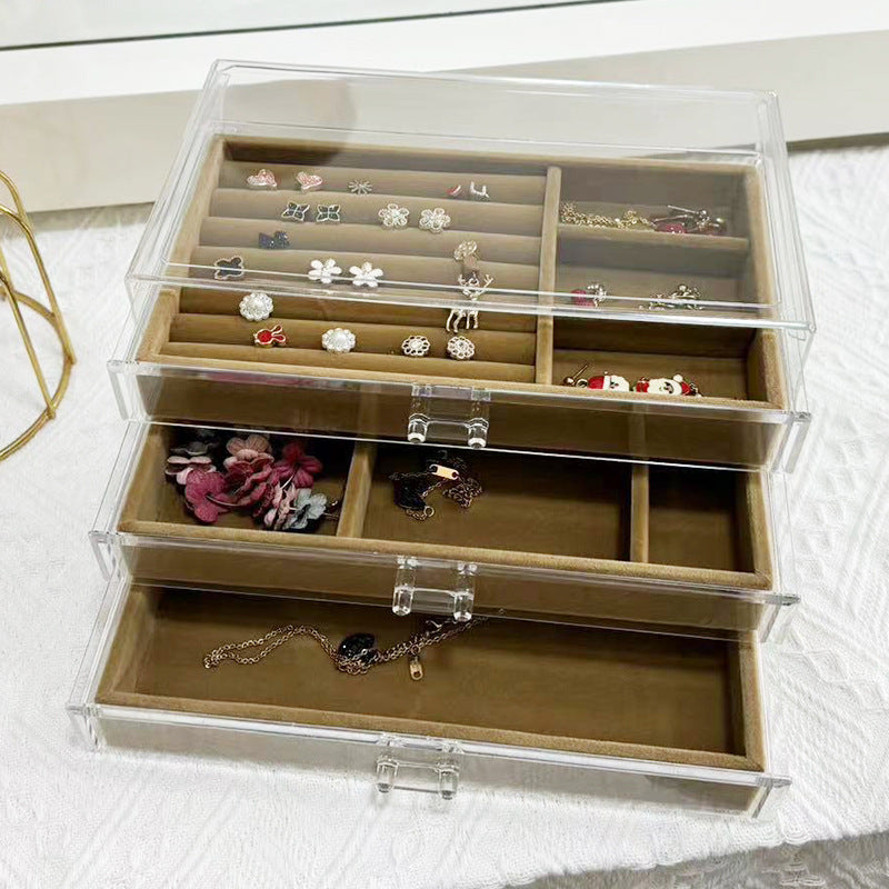 Jewelry Box Storage Box Desktop Anti-Oxidation Earrings Necklace Ring Hairpin Display Stand High-End Hand Jewelry Box