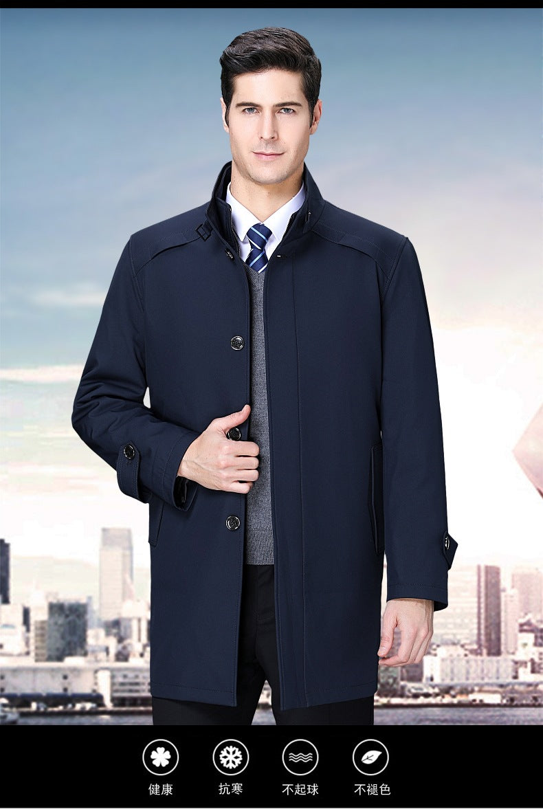 2024 Winter High-grade Windbreaker Men's Middle-aged and Elderly Men's Casual Dad's Winter Clothes Thickened Inner Jacket