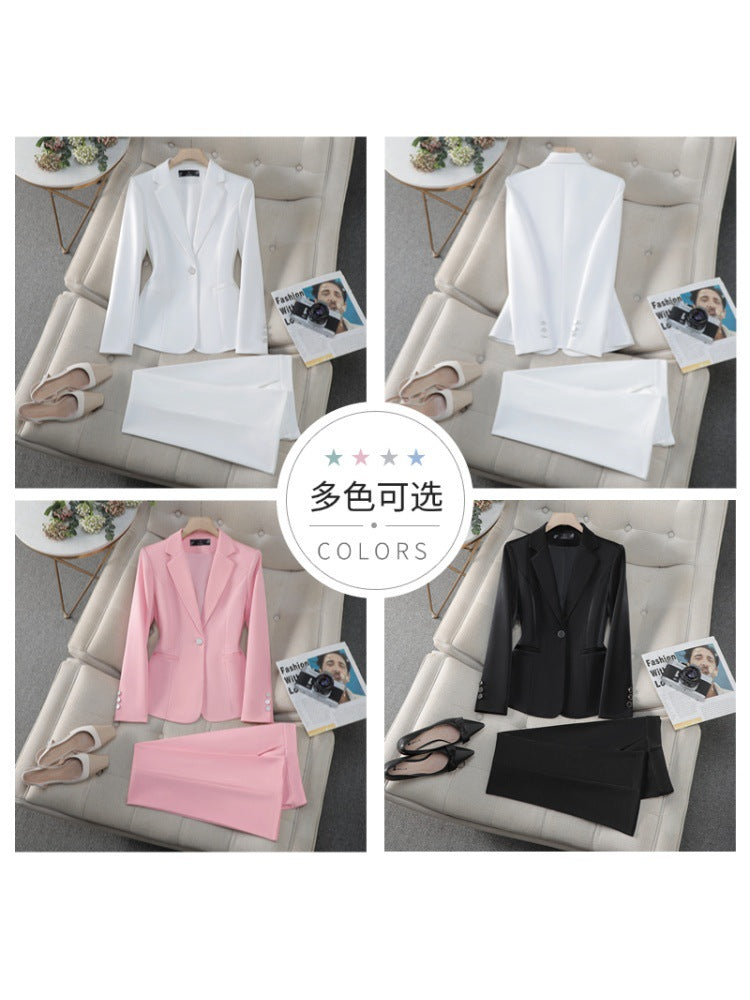 Cross-Border Pink Suit Set for Women, New Spring and Autumn Style, High-End Korean Style, Elegant Casual Business Attire, Small Suit Jacket