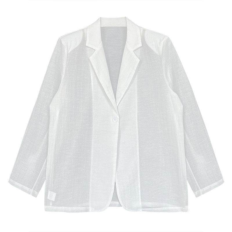 Imitation Linen~Japanese Style Casual One-Button Suit Jacket for Women Summer New Style Light Sun Protection Outer Top 3577