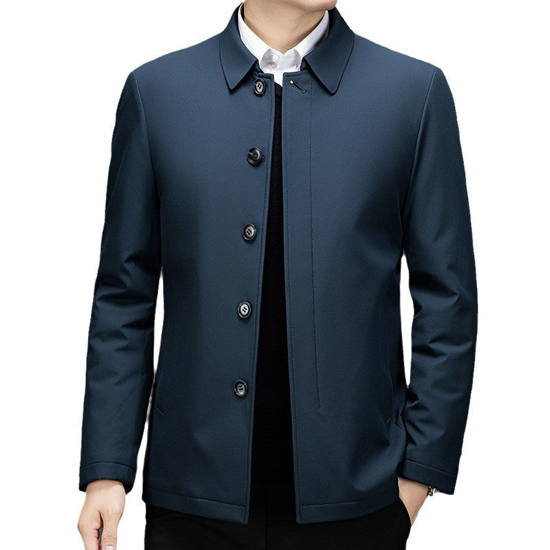 Pastoral Bird Jacket Cotton Coat Coat Winter Middle-aged and Elderly Men's Lapel Business Casual Lightweight Warm Silk Cotton Coat