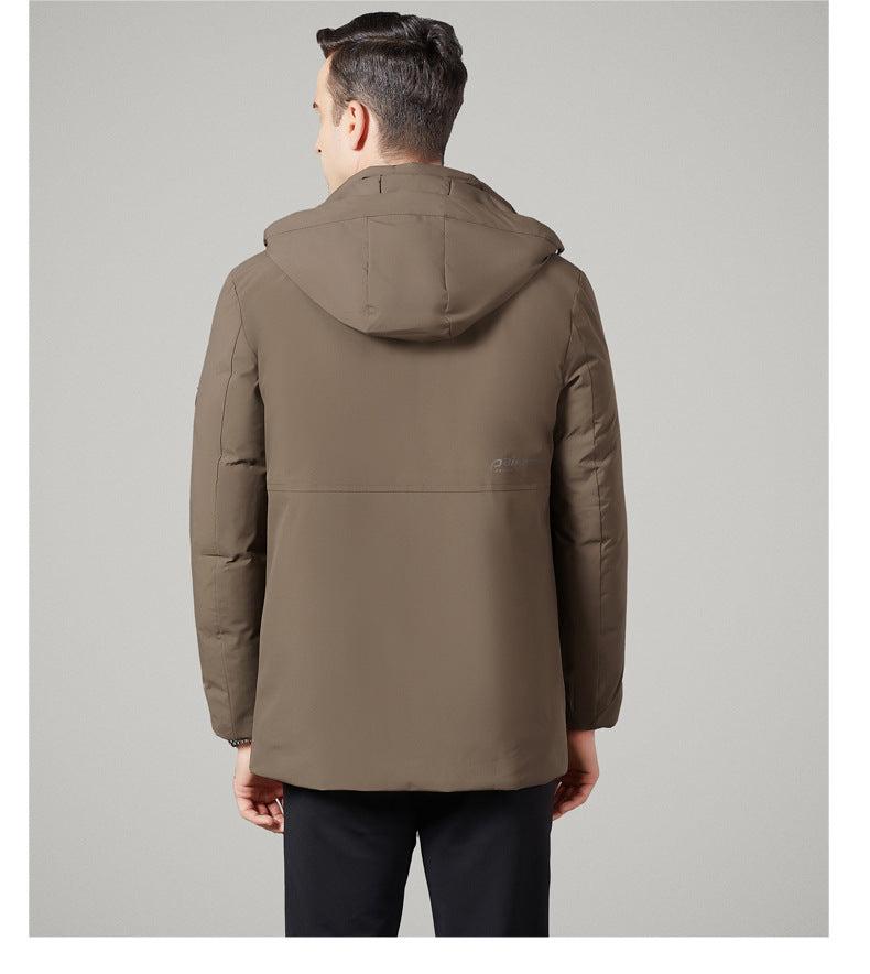 Authentic Men's Cotton Coat for Autumn and Winter, New Trendy Business Casual Loose Hooded Cotton Jacket, Thickened and Warm
