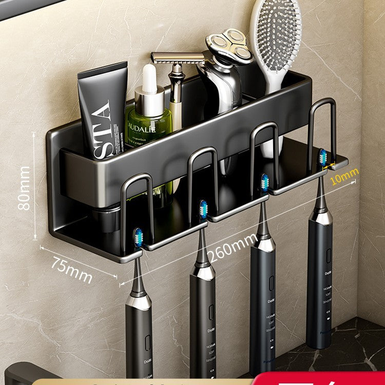 Toothbrush Rack Without Punching Gun Gray Bathroom Mouthwash Cup Tooth Cup Wall-Mounted Storage Box Electric Toothbrush Rack