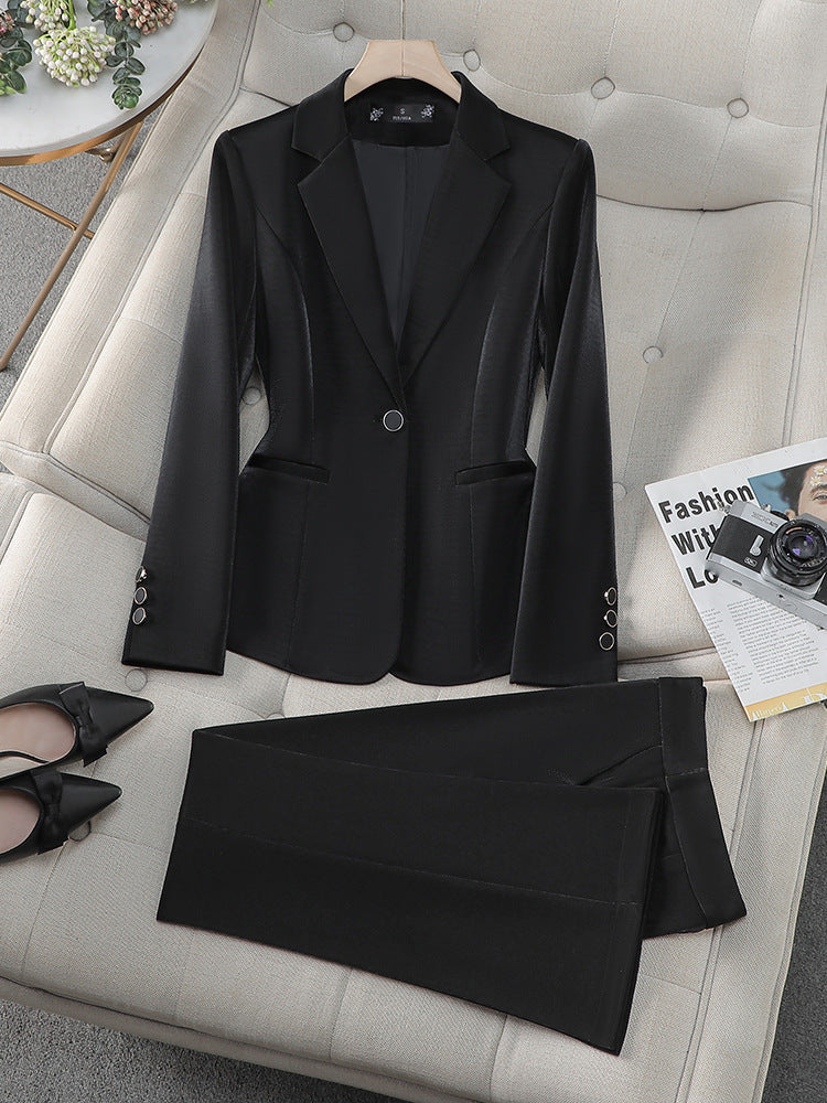 Cross-Border Pink Suit Set for Women, New Spring and Autumn Style, High-End Korean Style, Elegant Casual Business Attire, Small Suit Jacket