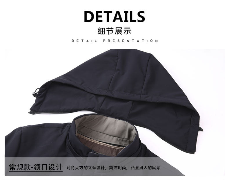 2024 Autumn and Winter Men's Thickened Warm Jacket for Middle-aged and Elderly Dads with Lapel Casual Detachable Liner Cotton-padded Jacket